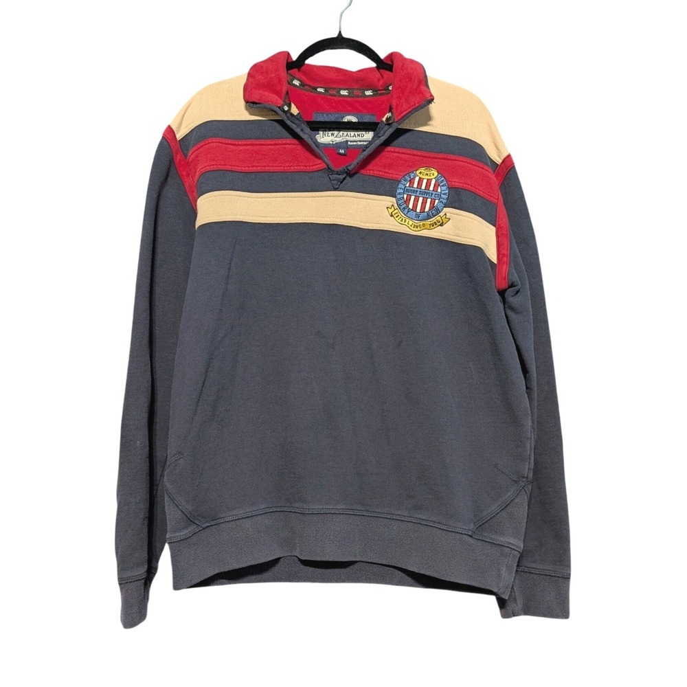 Canterbury of New Zealand Rugby Sweatshirt Navy Red Tan Colorblock Men's Medium